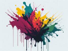 AI generated Abstract colorful splatter, paint, brush strokes watercolor, stain grunge isolated on clear background, colored spray, With different colors photo