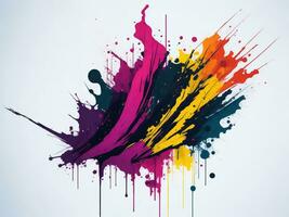 AI generated Abstract colorful splatter, paint, brush strokes watercolor, stain grunge isolated on clear background, colored spray, With different colors photo