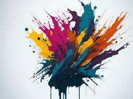 AI generated Abstract colorful splatter, paint, brush strokes watercolor, stain grunge isolated on clear background, colored spray, With different colors photo