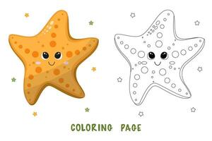 Coloring page of starfish vector
