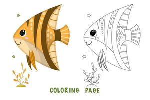 Coloring page of sea fish vector