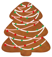 Navidad Galleta pino árbol con Formación de hielo, pintado a mano ilustración png