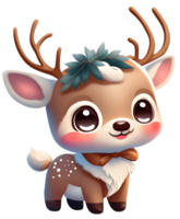 AI generated Christmas reindeer cute cartoon character png