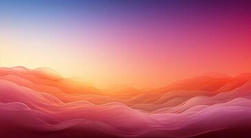 AI generated View of warm pink orange and purple hues blending with the colors of the sunset background photo