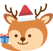 renne Père Noël avec cadeau boîte png