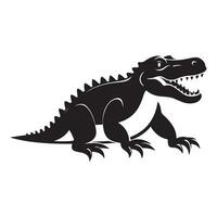 A black Silhouette crocodile animal vector