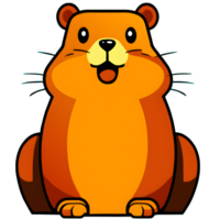 AI generated Marmot Cartoon For Groundhog day. Beavers isolated. png