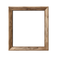 AI generated Empty natural wooden photo frame on transparent background. Realistic border wooden rectangular picture frame for design, Image display concept png