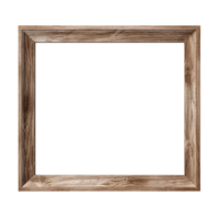 AI generated Empty natural wooden photo frame on transparent background. Realistic border wooden rectangular picture frame for design, Image display concept png