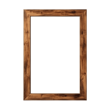 AI generated Empty natural wooden photo frame on transparent background. Realistic border wooden rectangular picture frame for design, Image display concept png