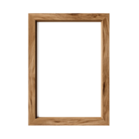 AI generated Empty natural wooden photo frame on transparent background. Realistic border wooden rectangular picture frame for design, Image display concept png