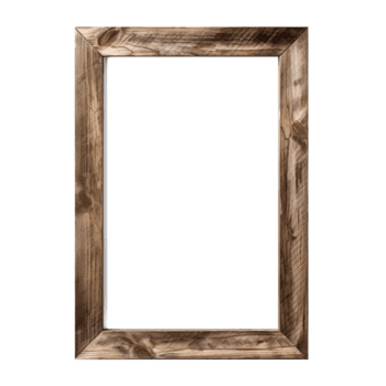 AI generated Empty natural wooden photo frame on transparent background. Realistic border wooden rectangular picture frame for design, Image display concept png