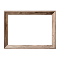 AI generated Empty natural wooden photo frame on transparent background. Realistic border wooden rectangular picture frame for design, Image display concept png