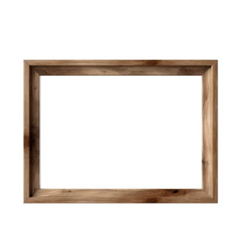 AI generated Empty natural wooden photo frame on transparent background. Realistic border wooden rectangular picture frame for design, Image display concept png