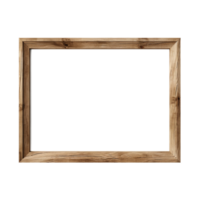 AI generated Empty natural wooden photo frame on transparent background. Realistic border wooden rectangular picture frame for design, Image display concept png