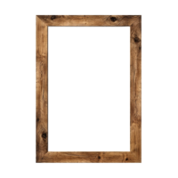 AI generated Empty natural wooden photo frame on transparent background. Realistic border wooden rectangular picture frame for design, Image display concept png