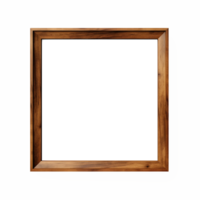 AI generated Empty natural wooden photo frame on transparent background. Realistic border wooden rectangular picture frame for design, Image display concept png