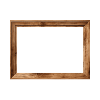 AI generated Empty natural wooden photo frame on transparent background. Realistic border wooden rectangular picture frame for design, Image display concept png