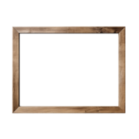 AI generated Empty natural wooden photo frame on transparent background. Realistic border wooden rectangular picture frame for design, Image display concept png