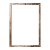 AI generated Empty natural wooden photo frame on transparent background. Realistic border wooden rectangular picture frame for design, Image display concept png