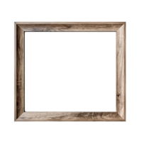 AI generated Empty natural wooden photo frame on transparent background. Realistic border wooden rectangular picture frame for design, Image display concept png