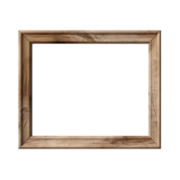 AI generated Empty natural wooden photo frame on transparent background. Realistic border wooden rectangular picture frame for design, Image display concept png