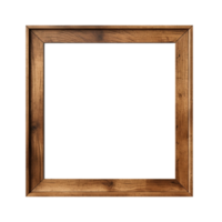 AI generated Empty natural wooden photo frame on transparent background. Realistic border wooden rectangular picture frame for design, Image display concept png