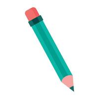 Blue pencil flat icon lead pencil with eraser vector