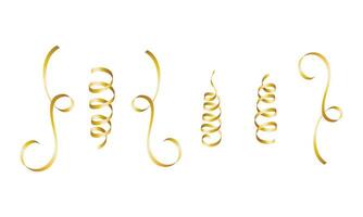 vector dorado rizado cintas serpentina realista conjunto