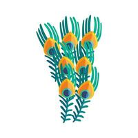 Vector modern hand drawn peacock feather