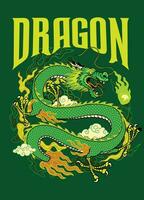 Asian Folklore Dragon Concept Tshirt Design Illustration vector