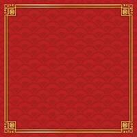 Oriental Asian Frame Border with Elements on Color Background vector