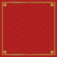 Oriental Asian Frame Border with Elements on Color Background vector