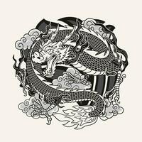 Vintage Style of Dragon Tattoo design vector
