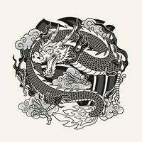 Vintage Style of Dragon Tattoo design vector