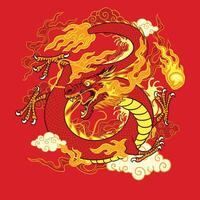 Oriental Dragon Concept Hand Drawn Illustration vector