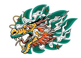 Traditional Dragon Head Tattoo Design Artwork vector