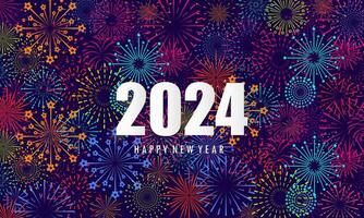 Greeting card with inscription Happy New Year 2024 on Firework background  vector design