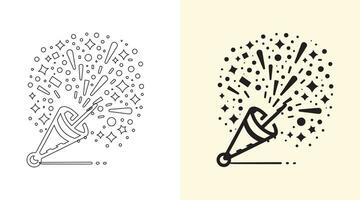 a set of party symbols. Illustration of confetti poppers vector