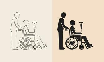 A vector and line art set of a handicapped patient
