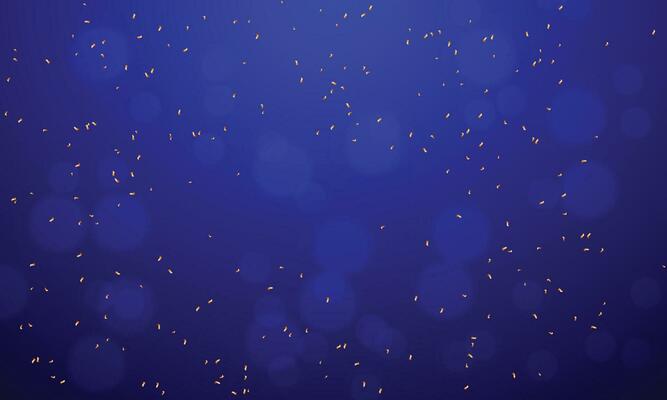 Vector gold confetti and blue bokeh background