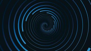 Abstarct spiral dotted spinning vortex background in dark blue. vector