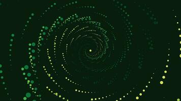 Abstarct spiral dotted vortex style background in dark green color. This simple background can be used as banner. vector