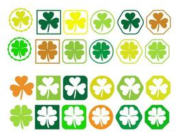 Clover Leaves Colorful Icon Set vector