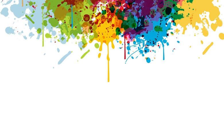 Abstract Dripping Watercolor Paint Splash Border
