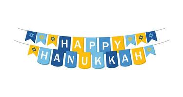 Happy Hanukkah Lettering With Bunting Flags vector