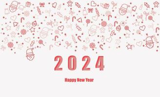 2024,Background with Happy new year Christmas icon thin line style flat vector design background.