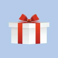 Vector white gift box with red bow isolated