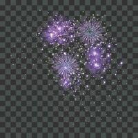 Vector firework animation realistic transparent concept with celebration symbols illustration