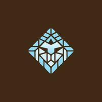 diamante león oro lujo logo vector